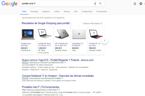 Servicio Google Shopping.