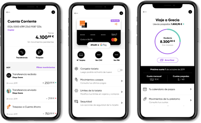 El banco proporciona sus servicios a través de una aplicación con un interfaz nativo.