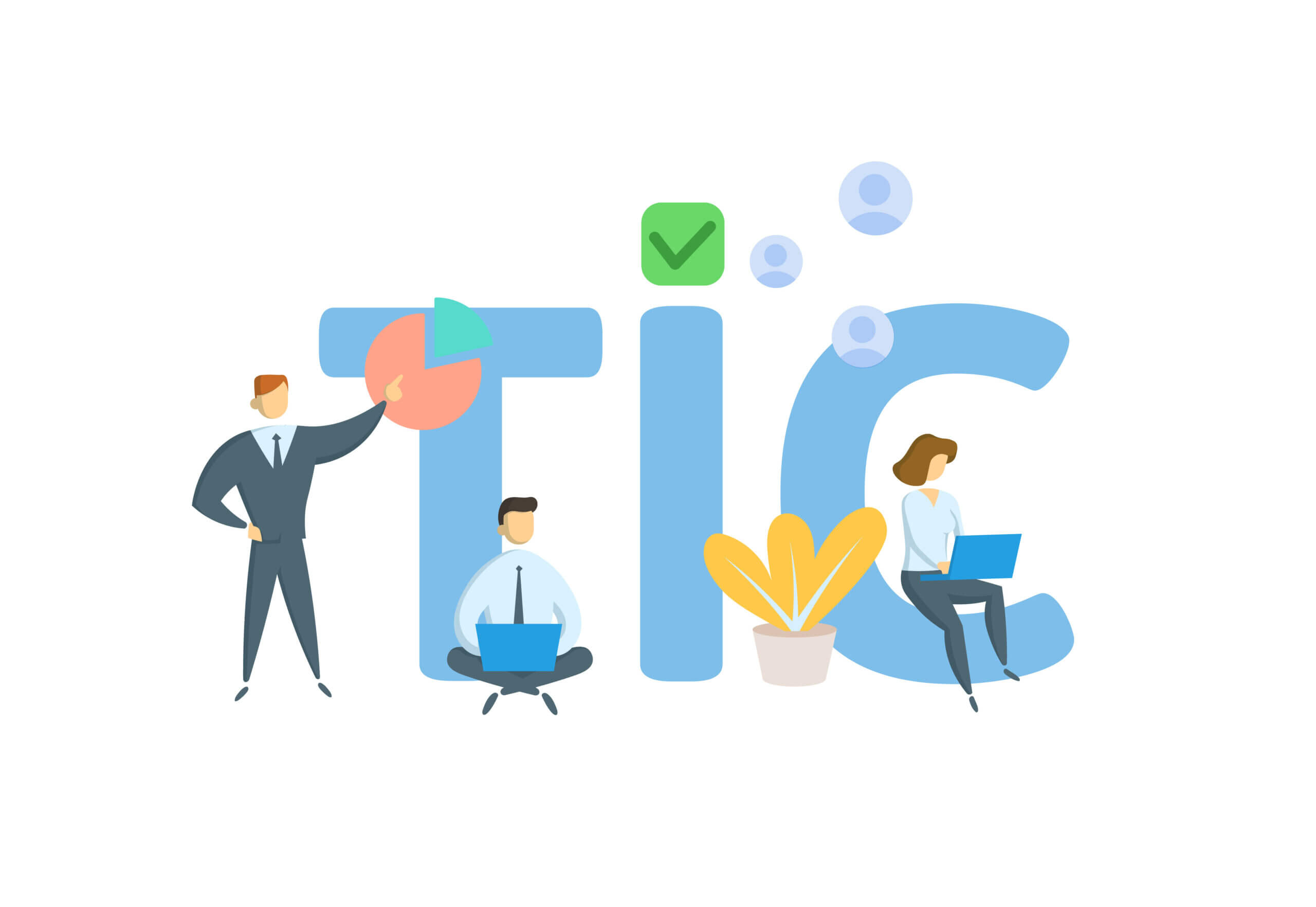 TIC, Trade Information Center. Concept with keywords, people and icons. Flat vector illustration. Isolated on white.